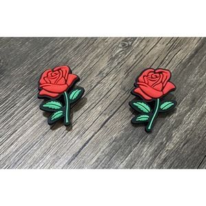 Red Rose Croc Charms - 2 Pieces
